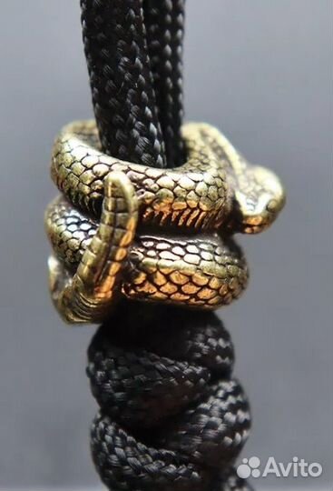 Бусина для темляка змея брелок бронза