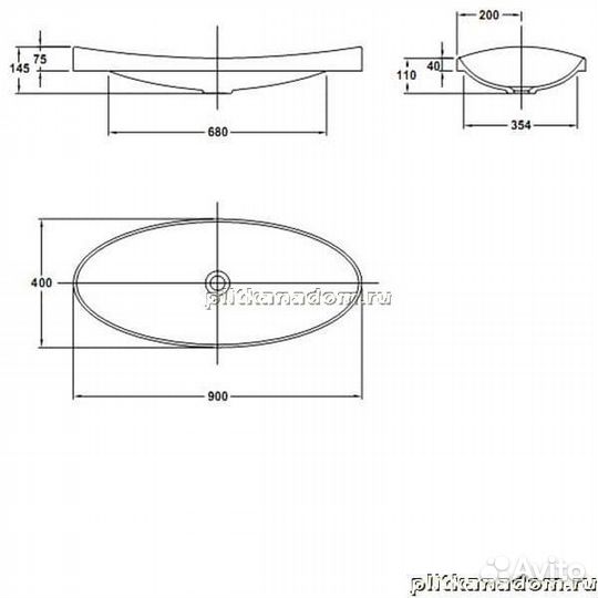 Gala Klea 33040 накладная раковина 90х40
