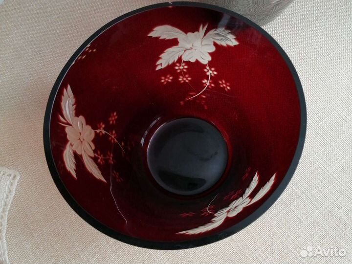 Вазы парные, рубиновое стекло, Bohemia