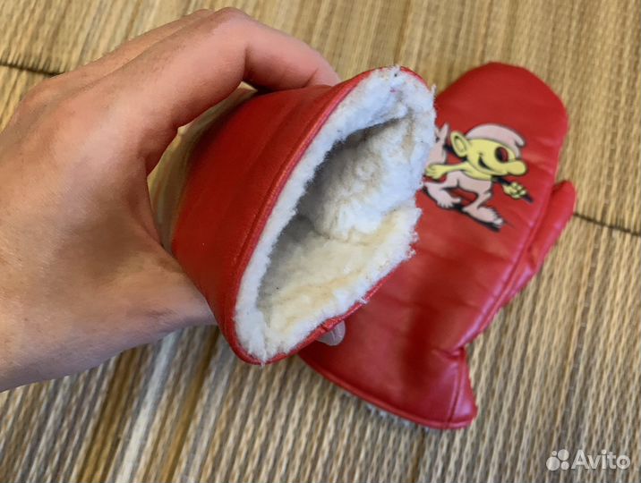 Варежки зимние детские кожаные