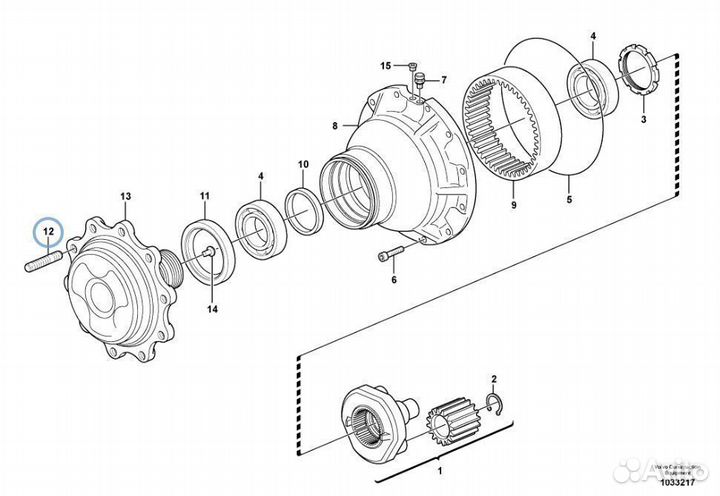 6190302M1 Шпилька колеса экскаватор погрузчик