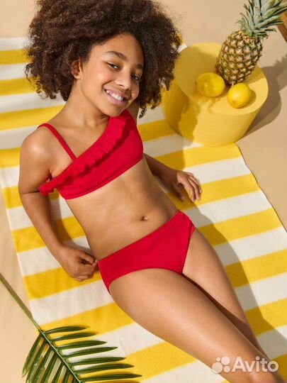 Купальник раздельный в рубчик для девочки, новый