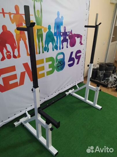 Стойки для жима штанги и приседаний, брусья