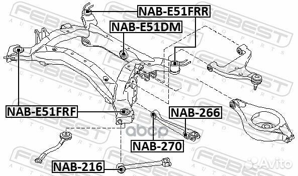 Сайлентблок подрамника зад прав/лев ;nissan