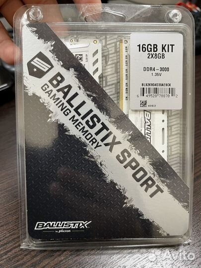 DDR4 Ballistix Sport LT 16гб (2x8gb) 3000MHz