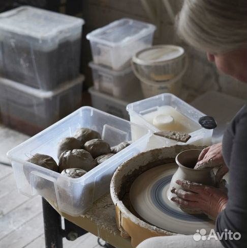 Контейнер икеа самла, прозрачный 39x28x14 см/11 л