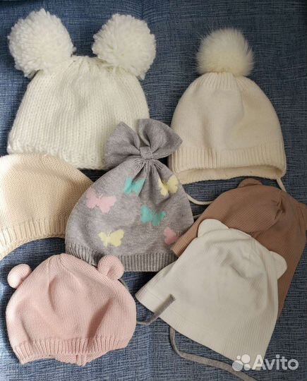 Шапочки детские на размер от 6 до 12 месяцев