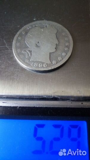 Монета старый США 1896 год(квартер).серебро