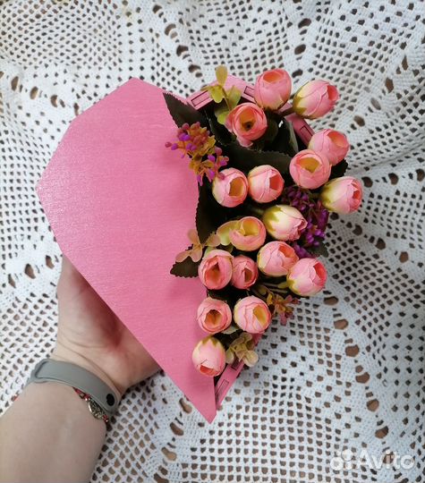 Коробка подарочная сердце, деревянная, шкатулка