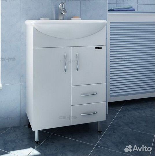 Тумба с раковиной санта Уют 55 2 двери, 2 ящика