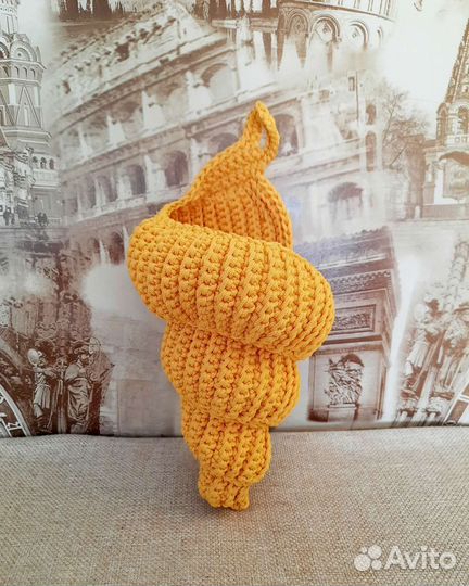 Интерьерная корзина ракушка крючком