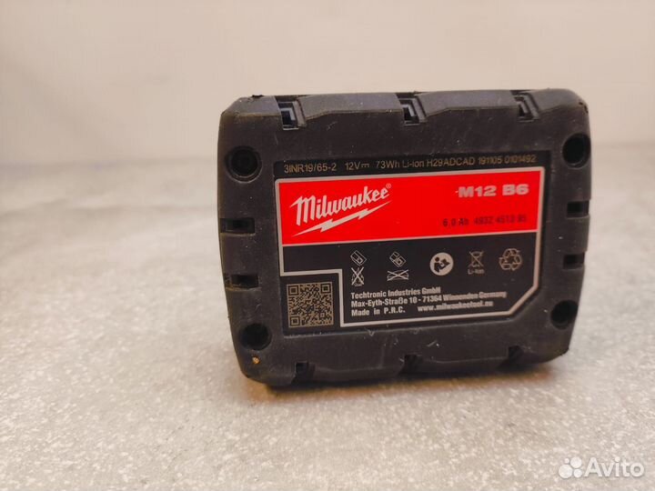 Аккумулятор Milwaukee m12 b6 12v 6.0ah