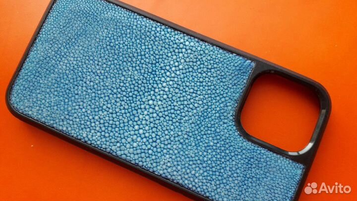 Чехол телефона iPhone 12 13про макс из кожи ската