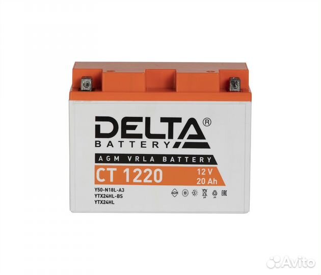 Мото аккумулятор Delta CT 1220(12V/20Ah/250A)