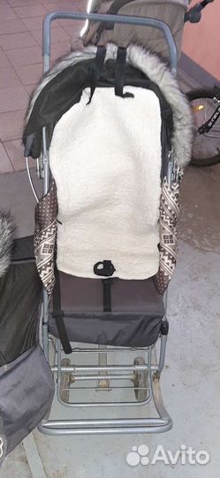 Детские санки коляска с колесами