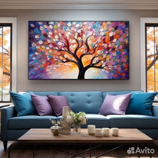 Текстурная картина маслом Дерево Интерьерная