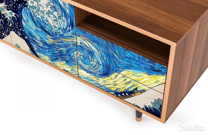 Тв-тумба T7 - Орех - The Great Wave off Kanagawa