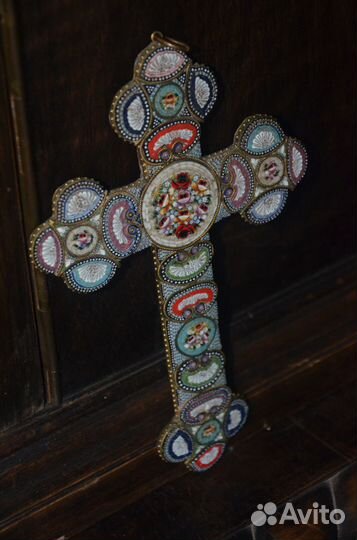 Старинный крест. Эмали. Византийская эмаль. 19 век
