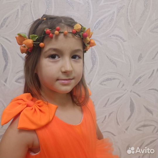 Неоновое оранжевое платье 116-122