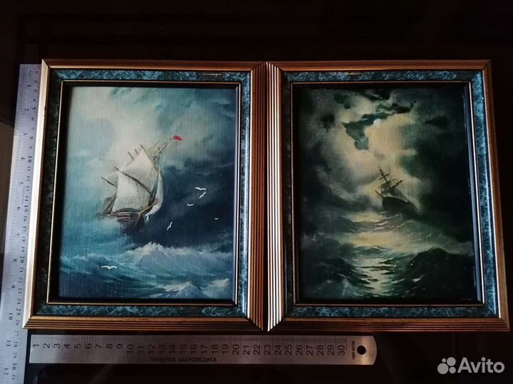 Картина, масло, оргалит- море