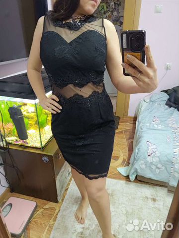 Вечернее платье 46 размера черное длинное