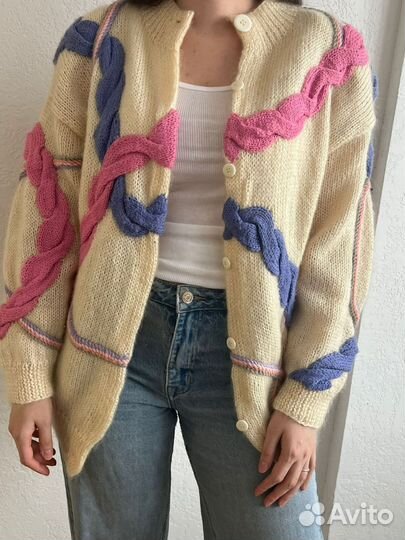 Винтажный кардиган 1980е вязаный шерсть Magnolia