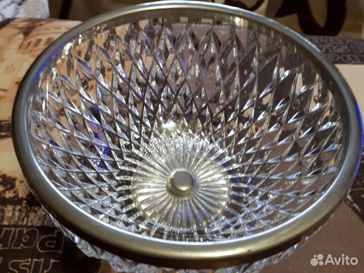 Салатник хрустальный с металлом