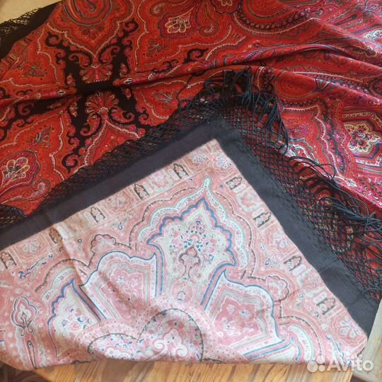 Павловопосадский платок ручная набойка старинный