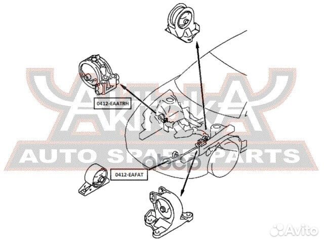 Подушка двигателя правая AT 0412-eaatrh asva