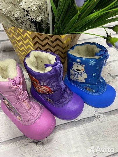 Новые сноубутсы на снегокашу, непромокаемые 21-26