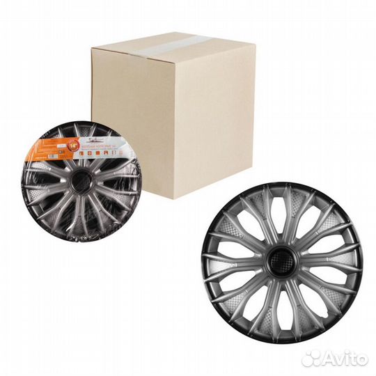 Колпаки на колёса Airline Волтек+ R15 серебристо-ч