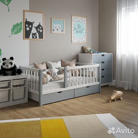 Кроватка берёза высокий борт для малыша сингл