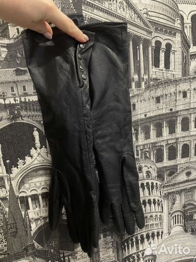 Перчатки женские кожаные с мехом