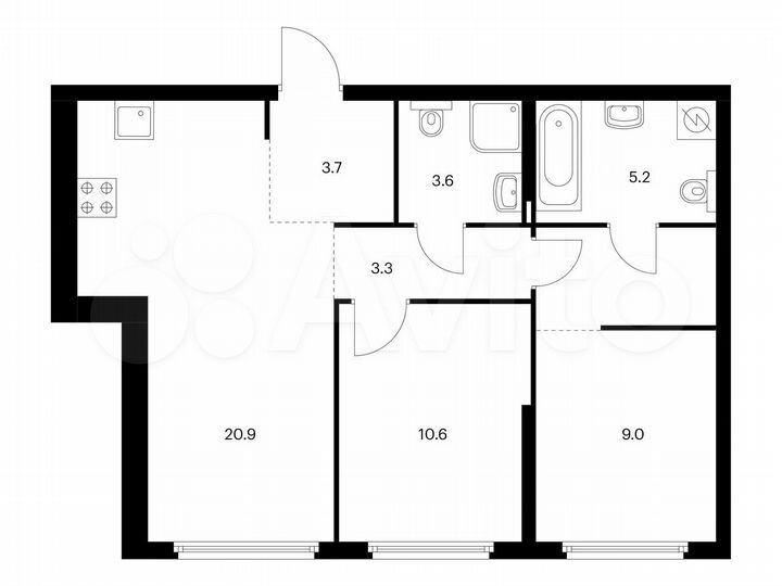 2-к. квартира, 60,5 м², 28/32 эт.