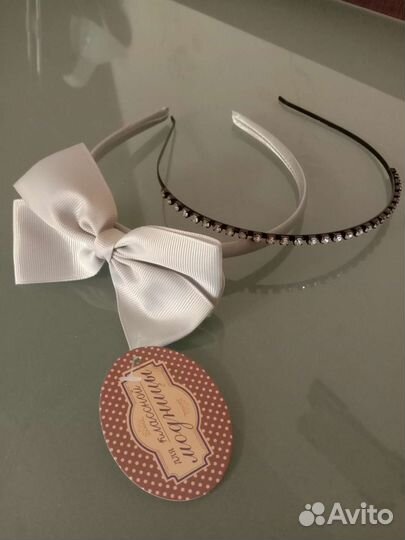 Два ободка со стразами и с бантом за 100