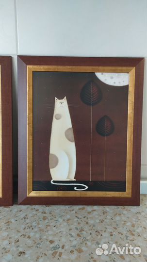 Картина в рамке, набор 3 шт, (Лунные Коты)