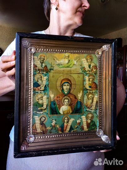 Старинная икона Богородица Курская-Коренная 19 век