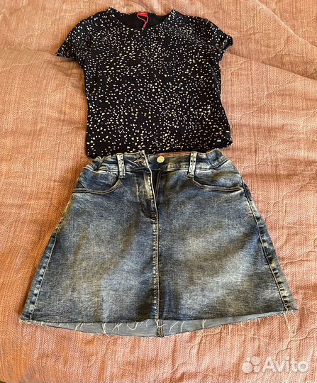 Юбка джинсовая и футболка s'oliver