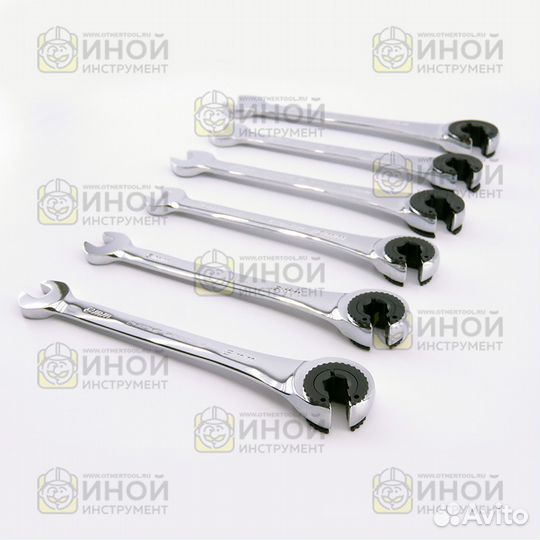 Ключ накидной разрезной с храповиком Набор 6шт