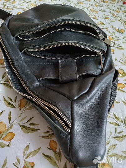 Мужская кожаная сумка через плечо ручной работы