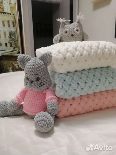 Плед детский вязаный ручная работа