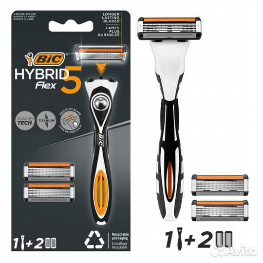 Станок для бритья BIC Flex 5 Hybrid + 2 кассеты