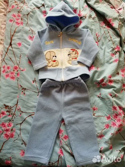 Костюмчики флисовые детские на 2-6мес и 74см