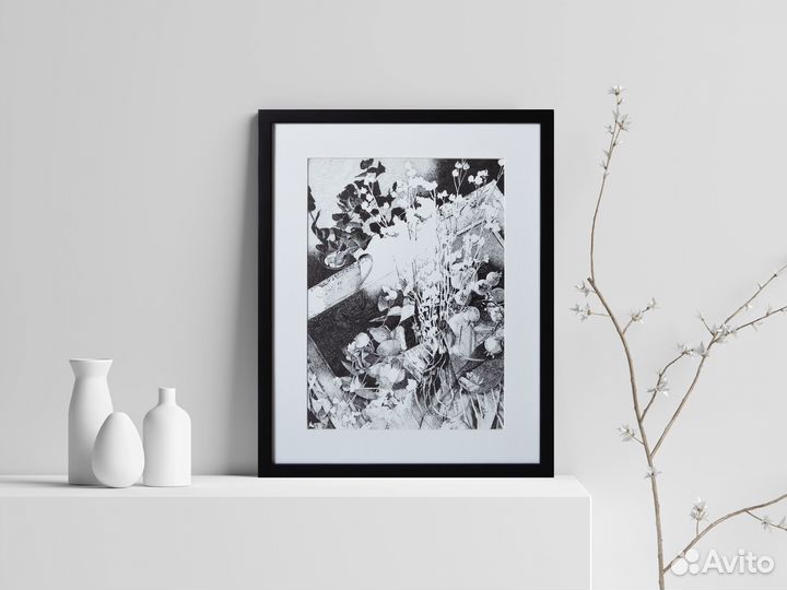 Интерьерная картина графика натюрморт