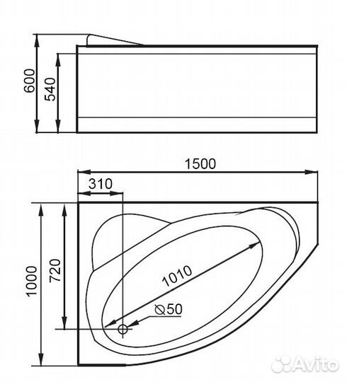 Ванна Gemy G9009 B L