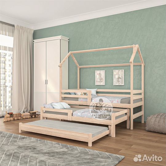 Двухъярусная детская кровать из дерева