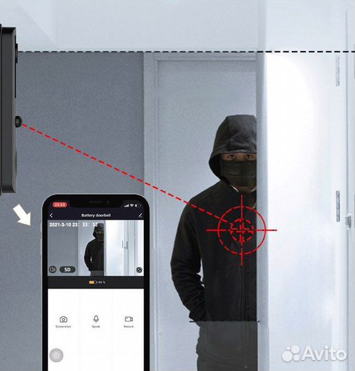 Умный звонок с камерой. Новый. Wi-Fi. Водонепрониц