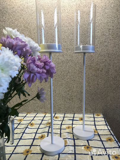 Подсвечник интерьерный, стакан, свеча в какосе