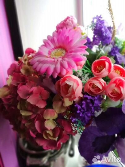 Декоративные букеты из искусственных цветов, силик