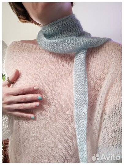 Мини шарф из мохера на шёлке